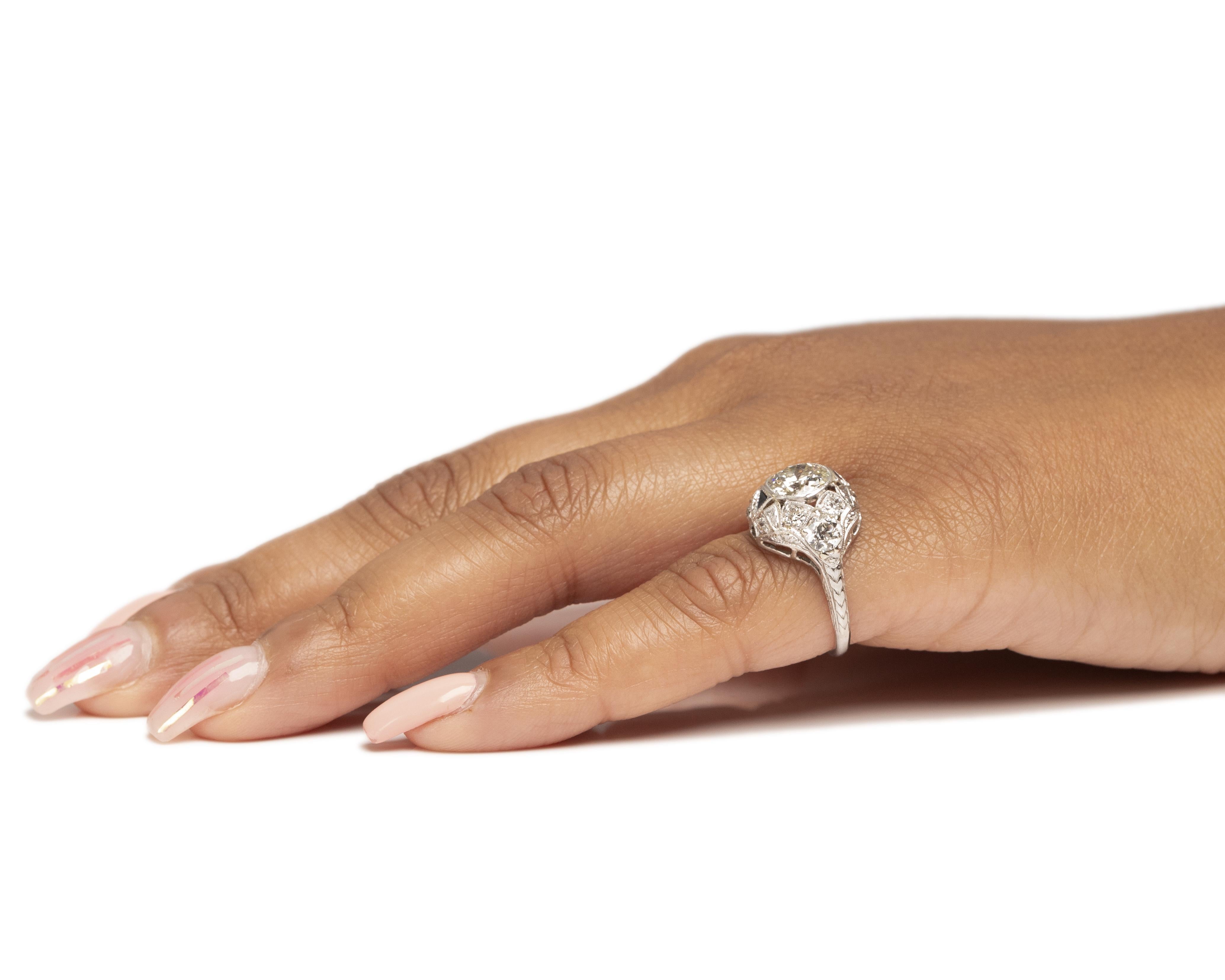 GIA-zertifizierter 1,31 Karat Art Deco Diamant Platin Verlobungsring im Angebot 1