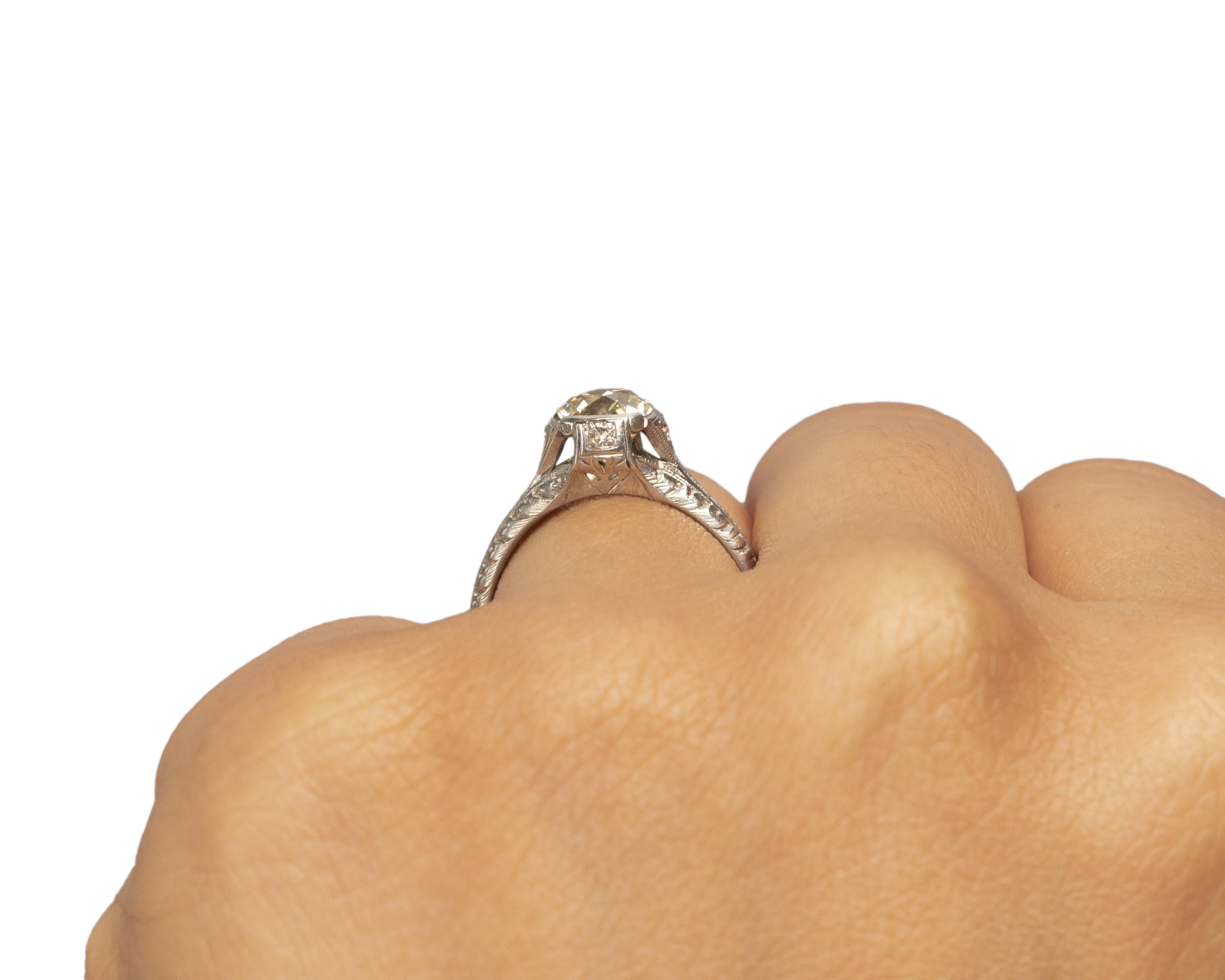 GIA Certified 1.31 Carat Art Deco Diamond Platinum Engagement Ring For Sale 2