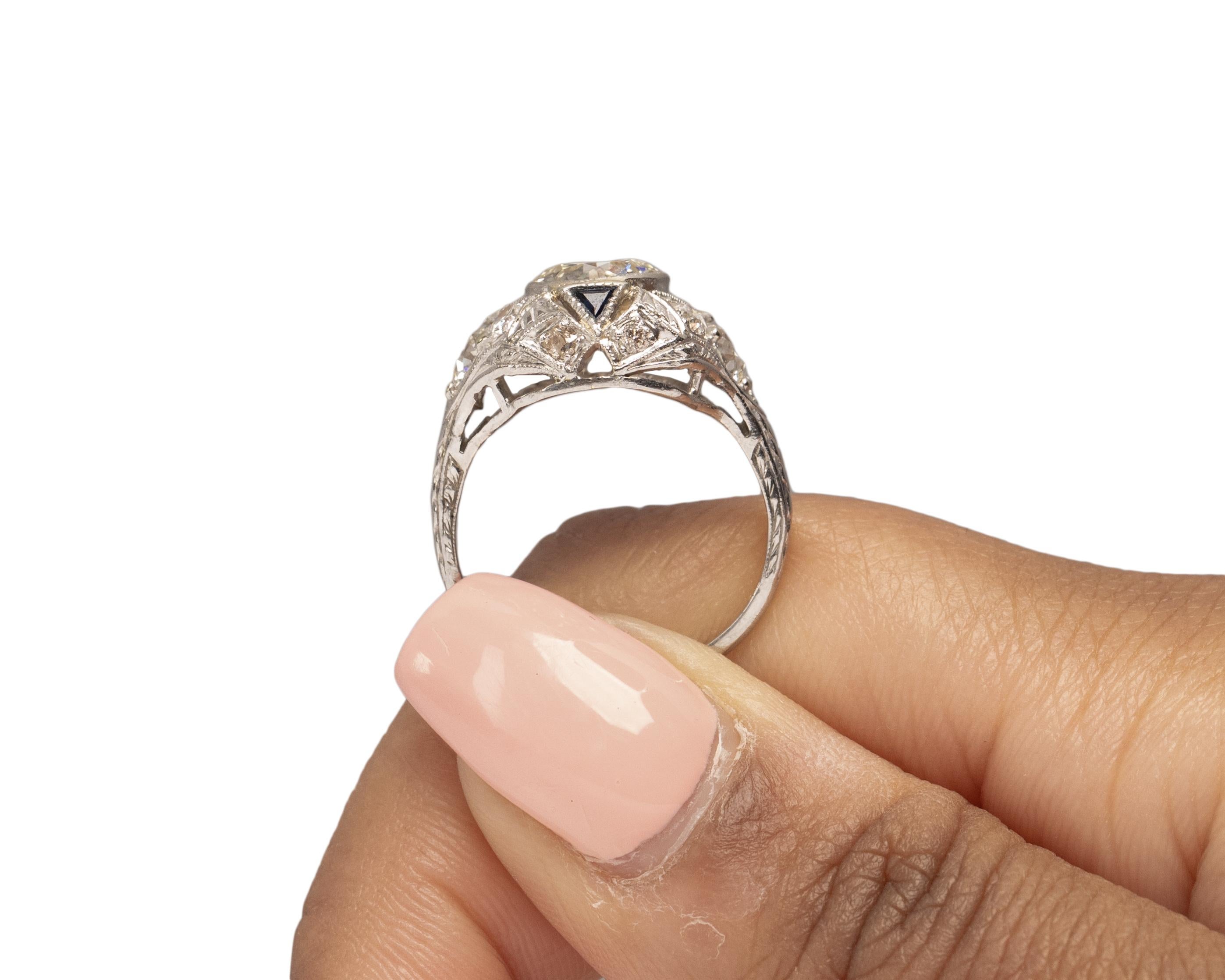 GIA-zertifizierter 1,31 Karat Art Deco Diamant Platin Verlobungsring im Angebot 2