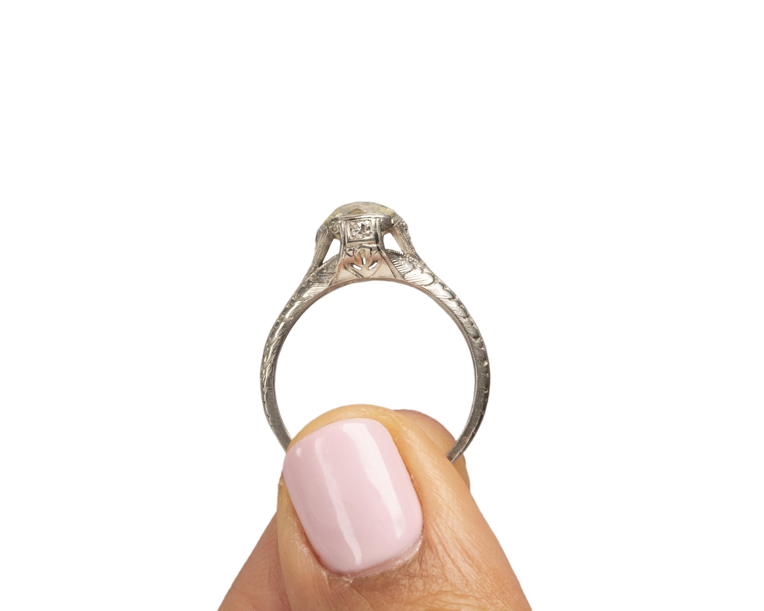 GIA Certified 1.31 Carat Art Deco Diamond Platinum Engagement Ring For Sale 3