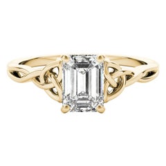 GIA Certified 1.31 Carat Celtic Knot Emerald Solitaire Diamond Ring