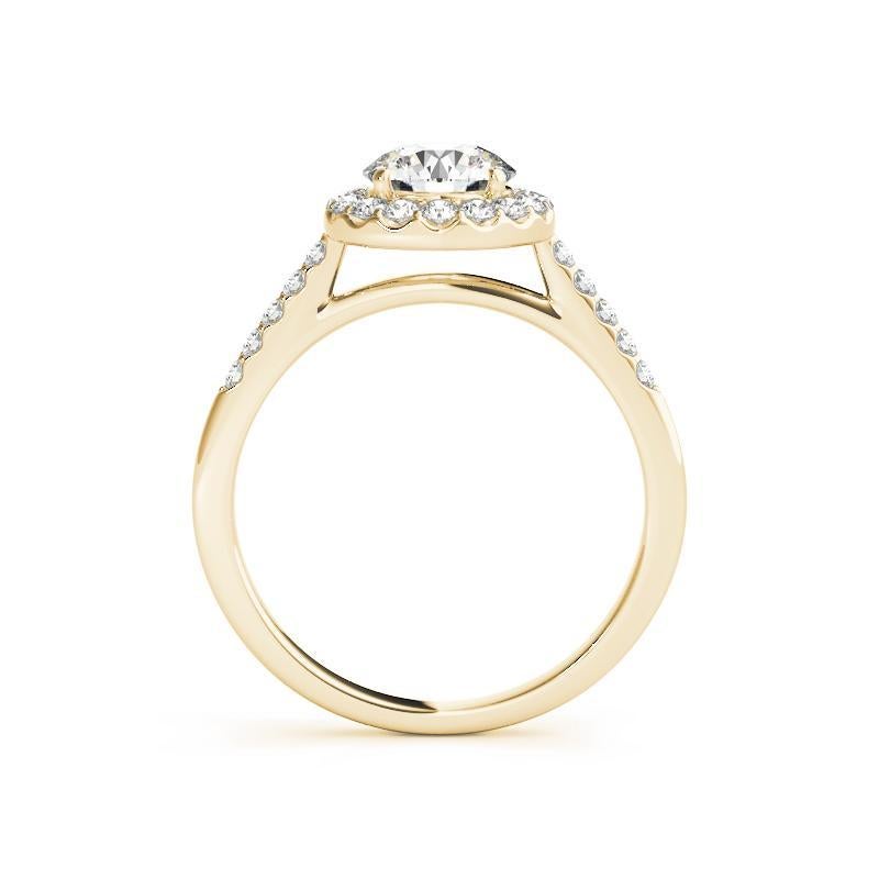 Taille ronde Bague à diamant cathédrale certifié GIA de 1,31 carat à halo rond classique en vente