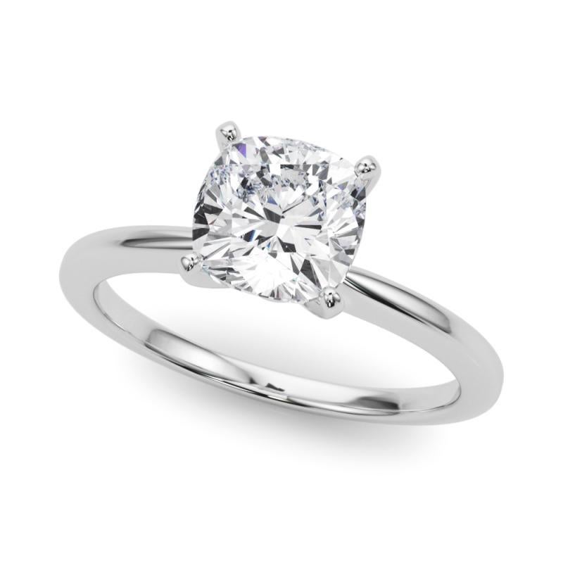 Anillo de diamantes solitario de 1,31 quilates con montura engarzada y certificado por el GIA Corte cojín en venta