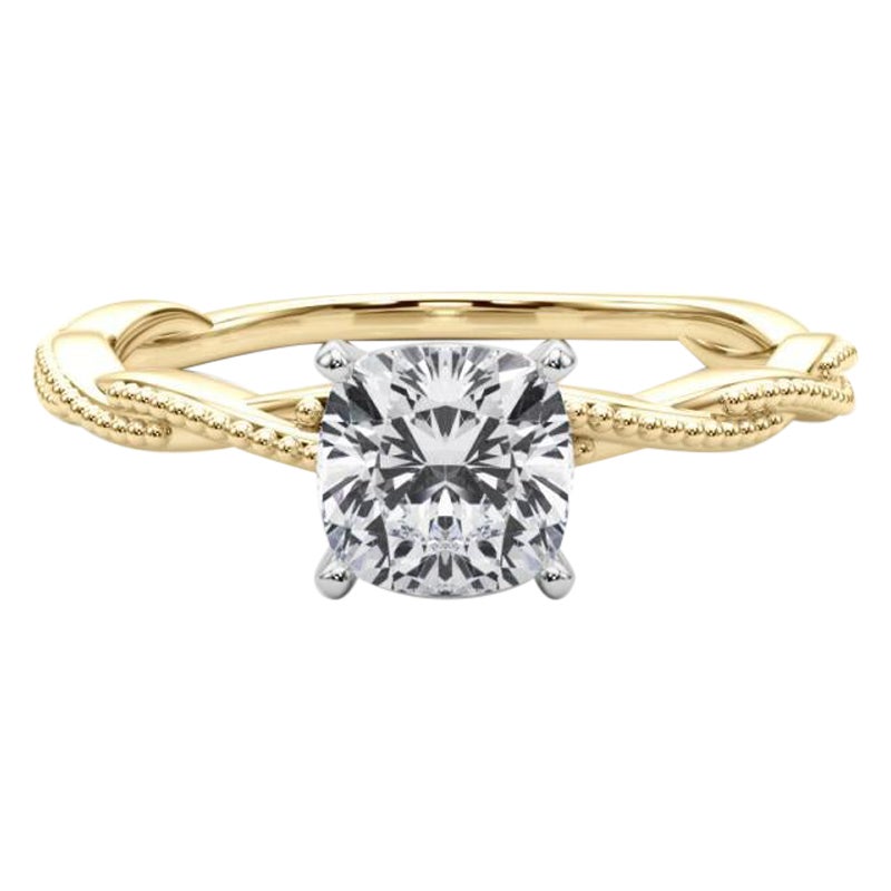 Anillo de diamantes con banda trenzada retorcida de 1.31 quilates con certificado GIA