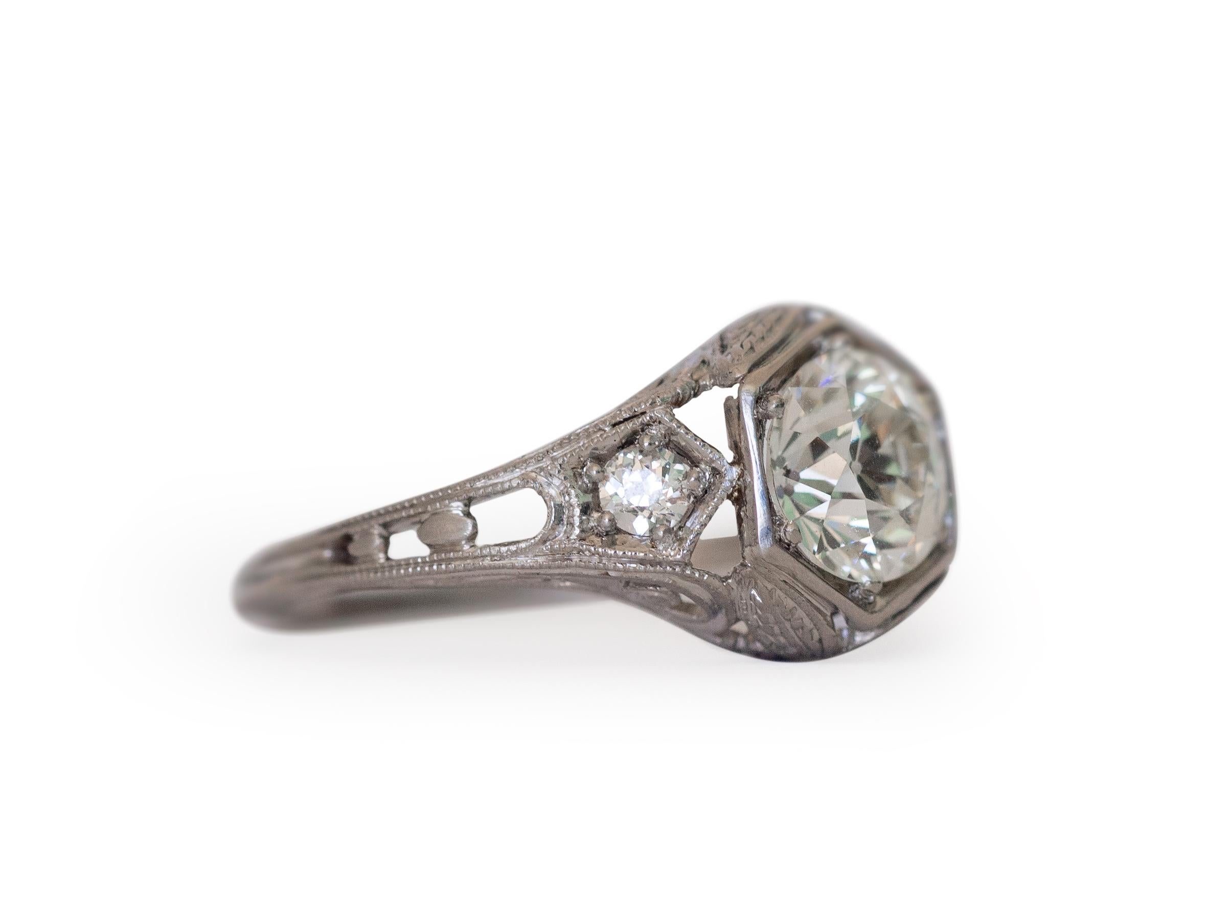 Edwardian GIA Certified 1.31 Carat Diamond Platinum Engagement Ring For Sale