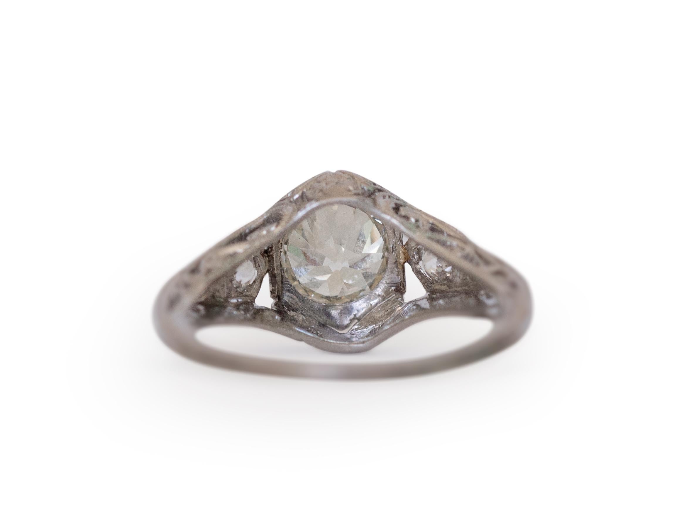 Old European Cut GIA Certified 1.31 Carat Diamond Platinum Engagement Ring For Sale