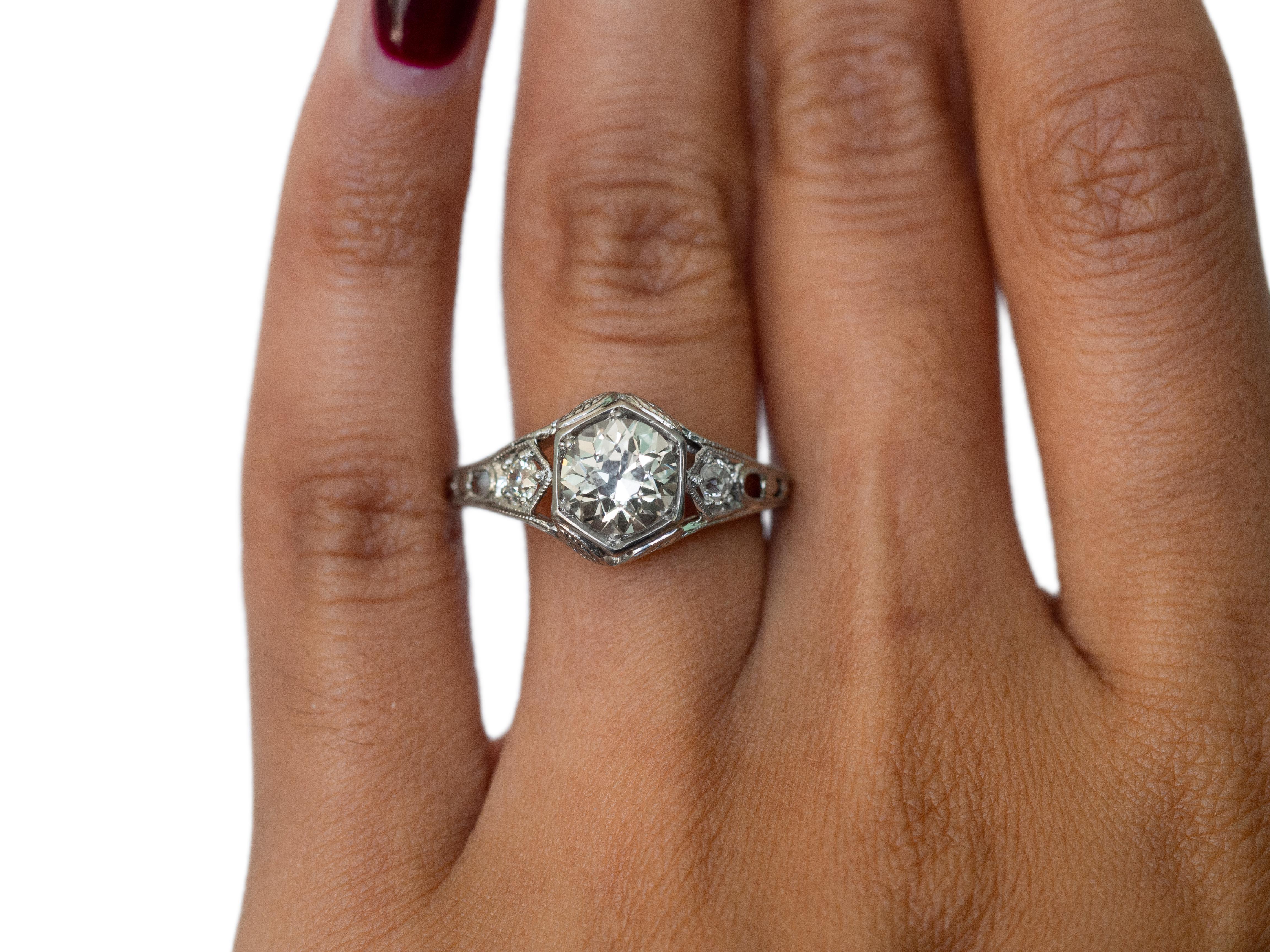 Women's or Men's GIA Certified 1.31 Carat Diamond Platinum Engagement Ring For Sale