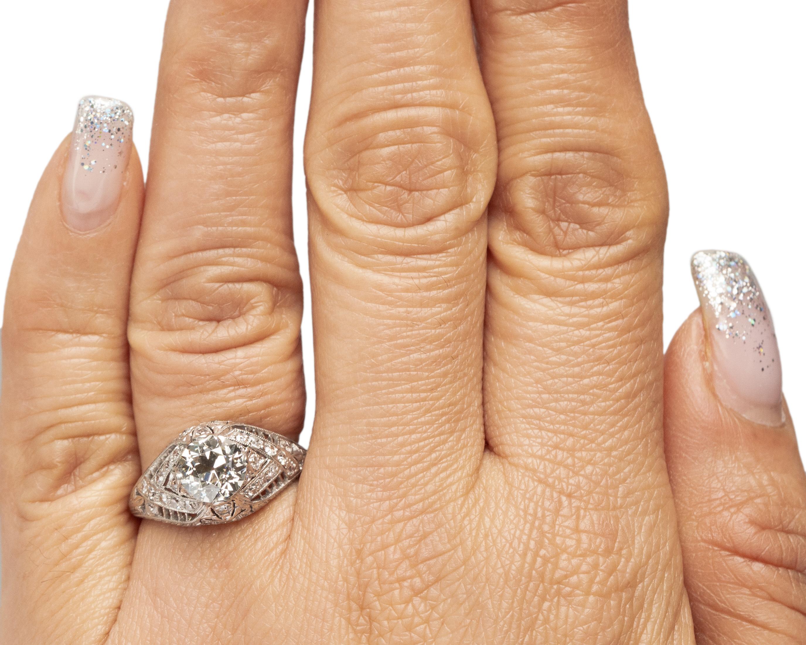 Bague de fiançailles en platine avec diamants de 1,31 carat certifiés GIA  en vente 1