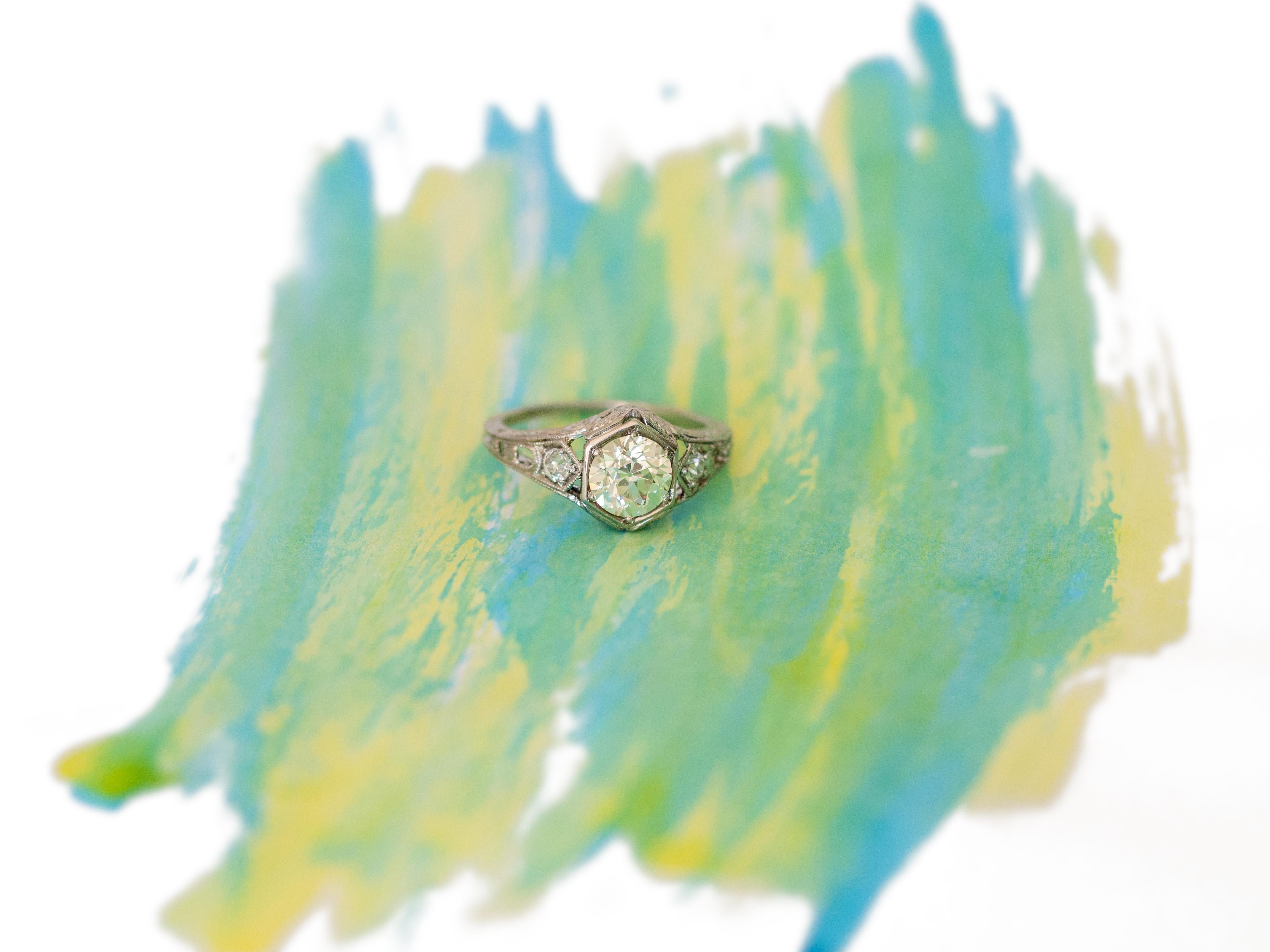 GIA Certified 1.31 Carat Diamond Platinum Engagement Ring For Sale 3