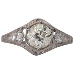 Antique GIA Certified 1.31 Carat Diamond Platinum Engagement Ring