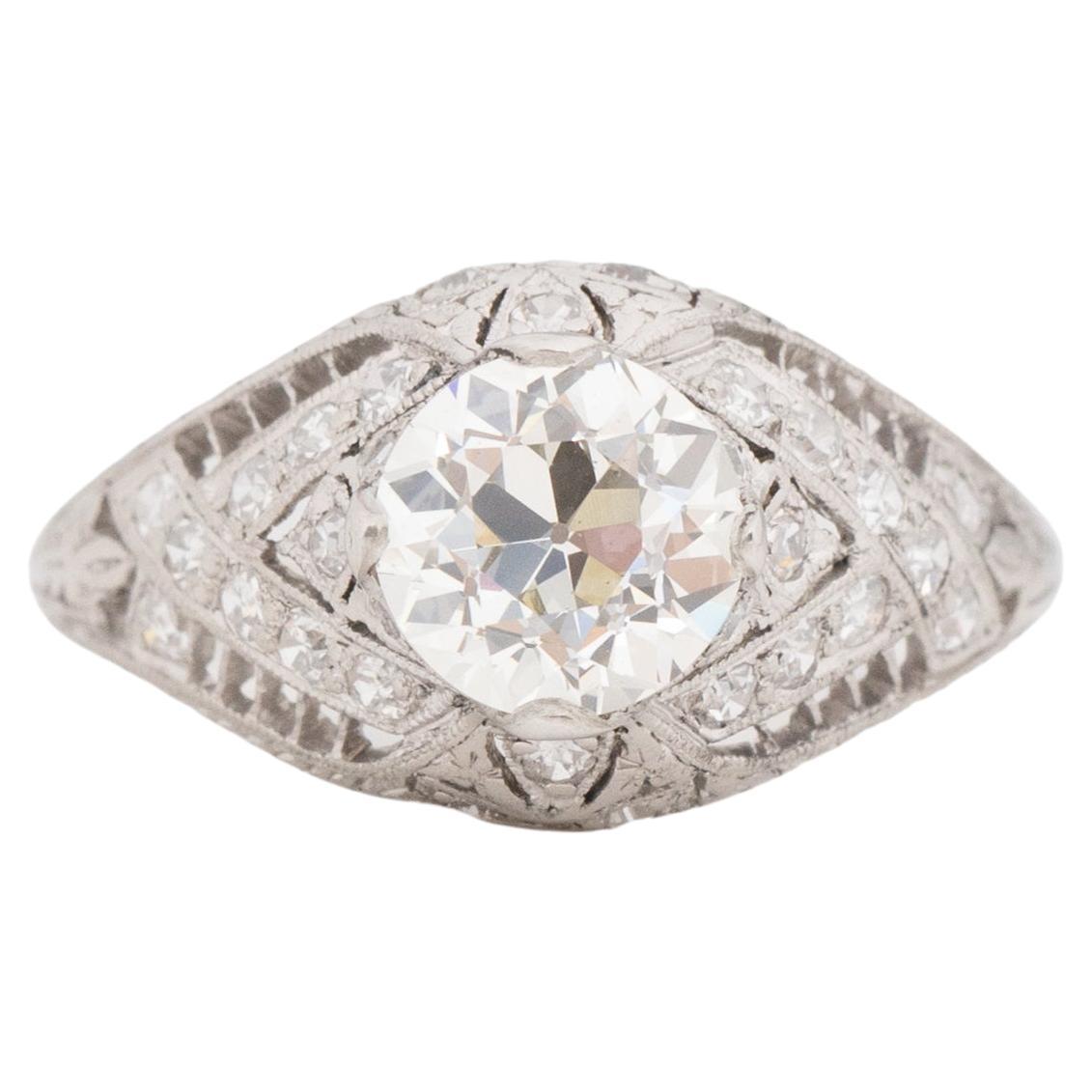Bague de fiançailles en platine avec diamants de 1,31 carat certifiés GIA  en vente