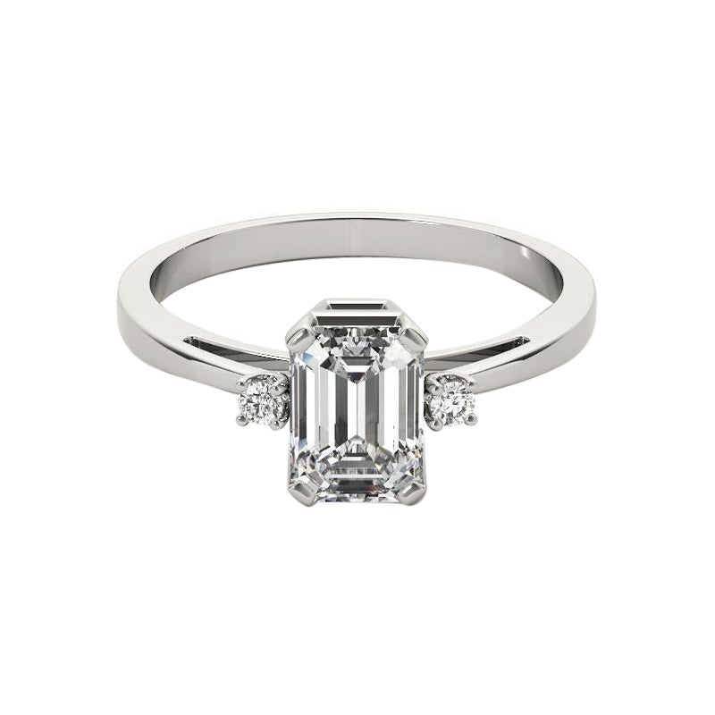 GIA Certificato 1.31 Carati Smeraldo a Tre Pietre  Anello con diamante