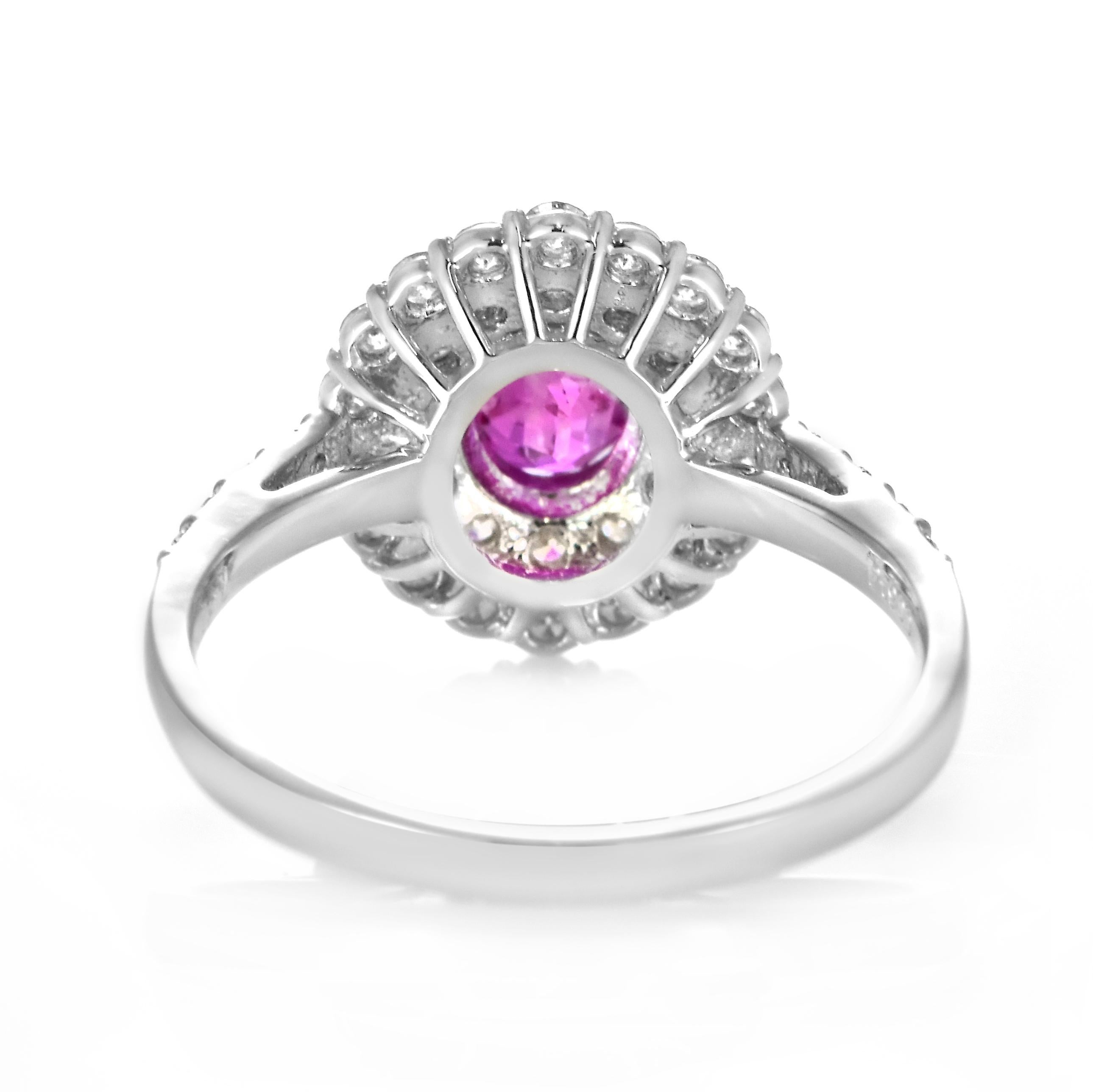 Anillo de zafiro rosa natural sin calor certificado por GIA de 1,31 quilates hecho en platino en venta 7