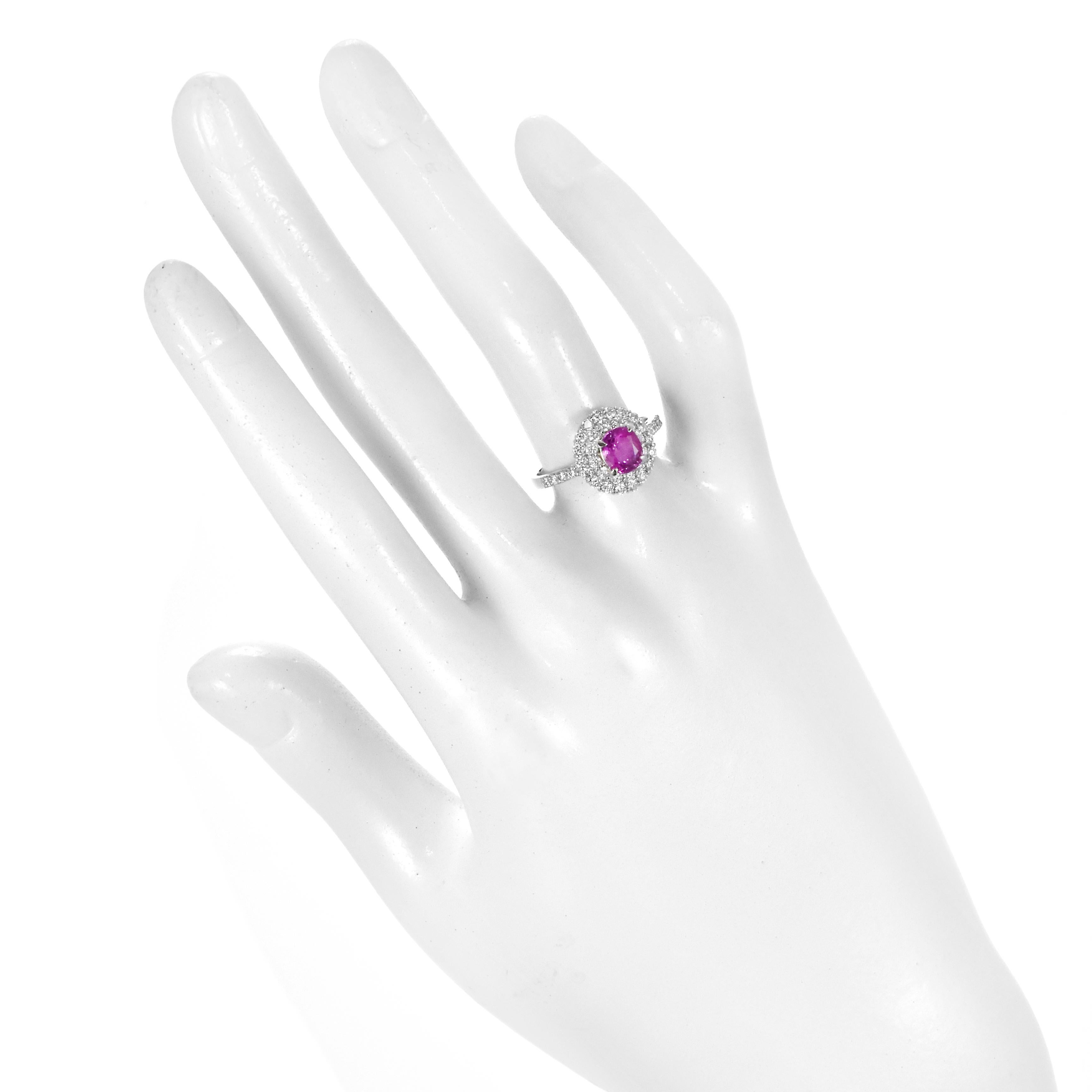 Anillo de zafiro rosa natural sin calor certificado por GIA de 1,31 quilates hecho en platino en Nuevo estado para la venta en Tokyo, JP