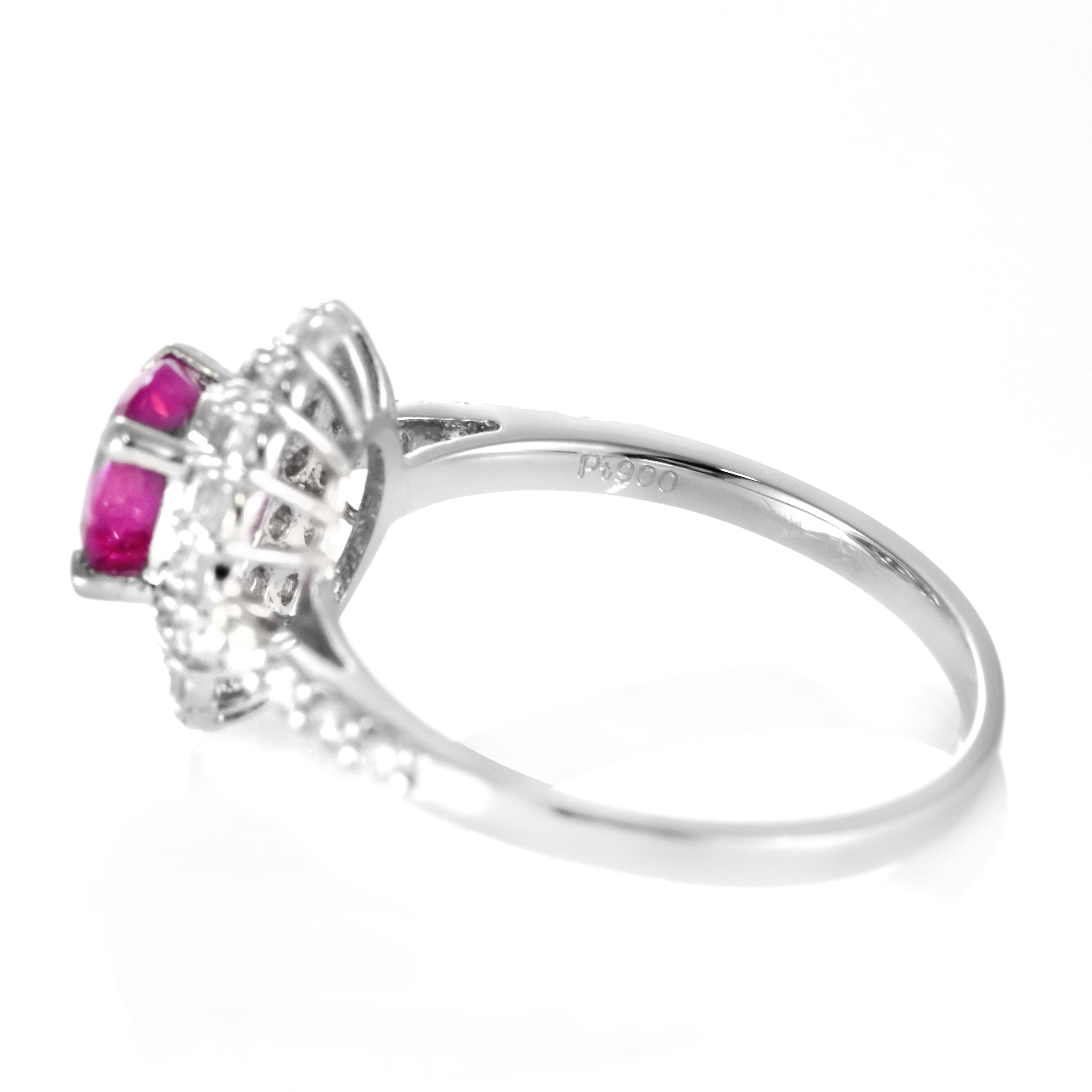 Anillo de zafiro rosa natural sin calor certificado por GIA de 1,31 quilates hecho en platino en venta 1