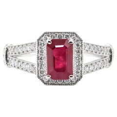 GIA Certified 1.31 Carat Natural Ruby and Diamond Ring Set in Platinum