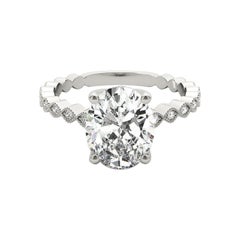 GIA Certified 1.31 Carat Oval Bezel Milgrain Band  Bague en diamant