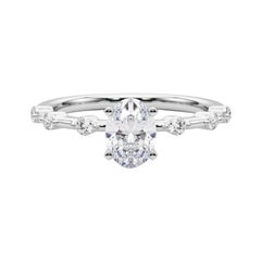 Anello di diamanti con gambo di bambù e diamante ovale da 1.31 carati certificato GIA