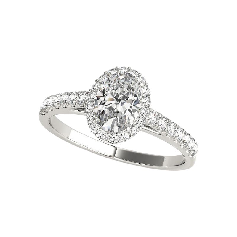 GIA Certificato 1.31 Carati Oval Halo Pave Cathedral  Anello con diamante