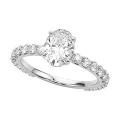 GIA Certified 1.31 Carat Oval Partial Eternity Shank Platinum Diamond Ring GIA Certified 1.31 Carat Oval Partial Eternity Shank Platinum Diamond Ring