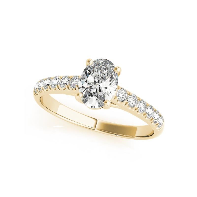 Taglio ovale Anello con solitario ovale e canale con pavé di diamanti certificato GIA da 1.31 carati in vendita
