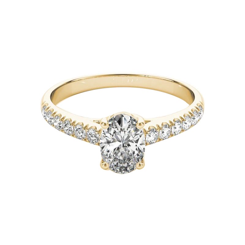GIA Certified 1.31 Carat Oval Solitaire & Channel Pave Diamond Ring