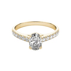 GIA Certified 1.31 Carat Oval Solitaire & Channel Pave Diamond Ring