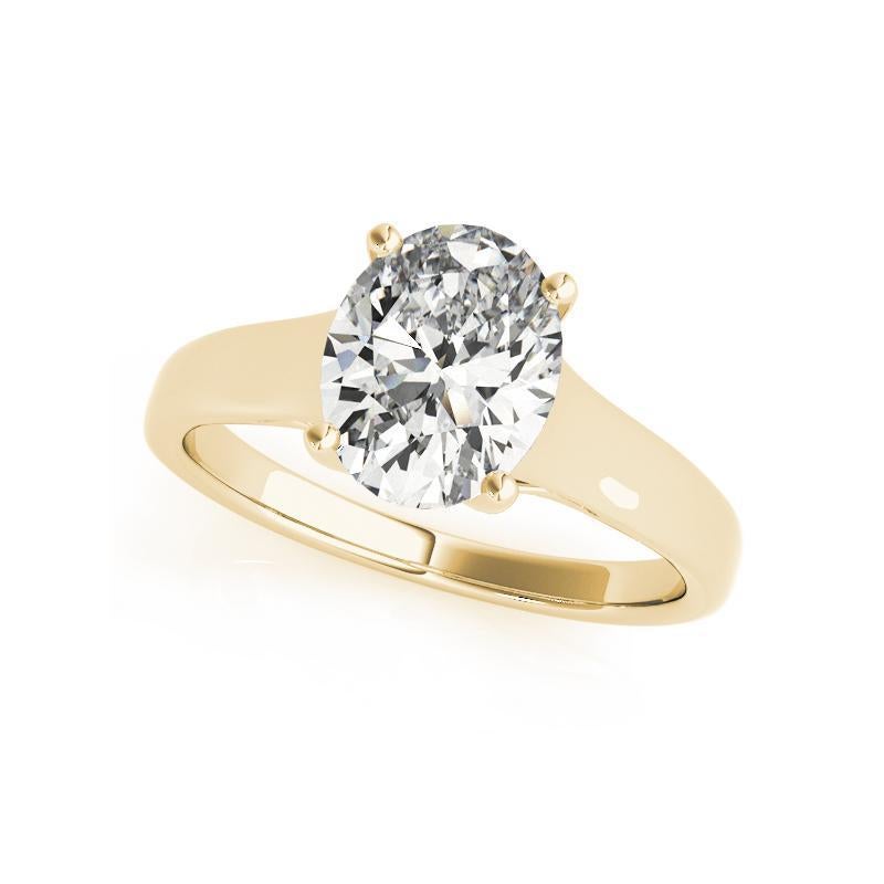 Taille ovale GIA Certified 1.31 Carat Oval Solitaire Trellis Prong Diamond Ring en vente