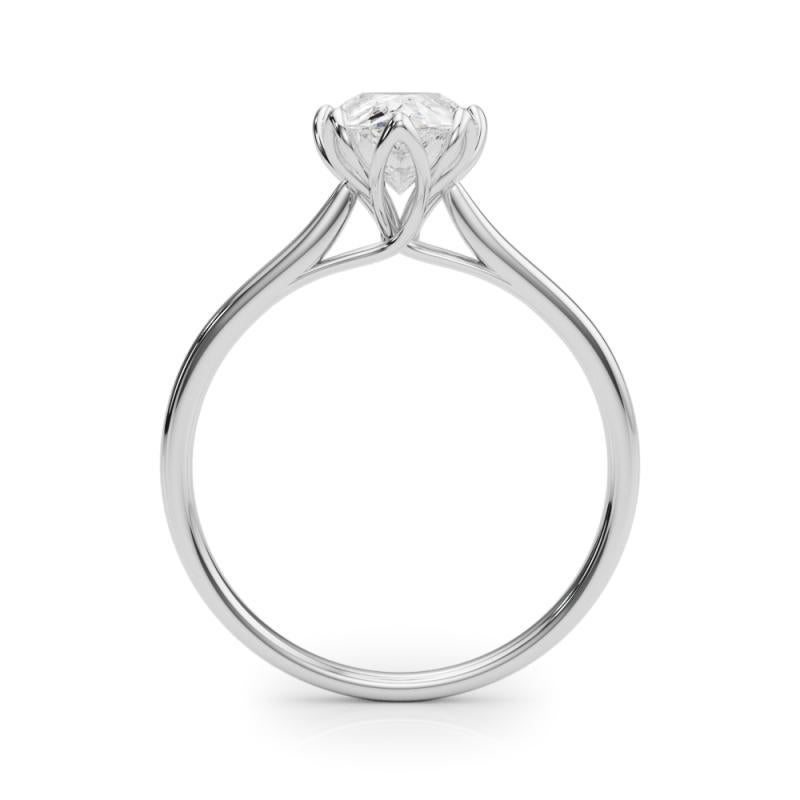 GIA Certified 1,31 Carat Pear Solitaire Cathedral Tulip Diamond Ring In condizioni Nuovo in vendita a New York, NY