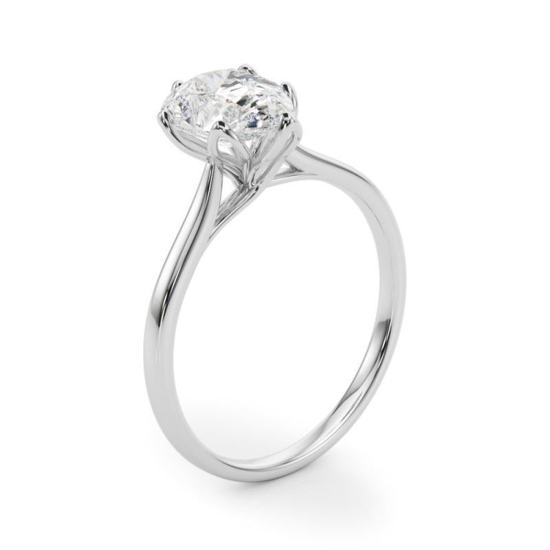 GIA Certified 1,31 Carat Pear Solitaire Cathedral Tulip Diamond Ring in vendita 1