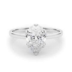 GIA Certified 1.31 Carat Pear Solitaire Cathedral Tulip Diamond Ring