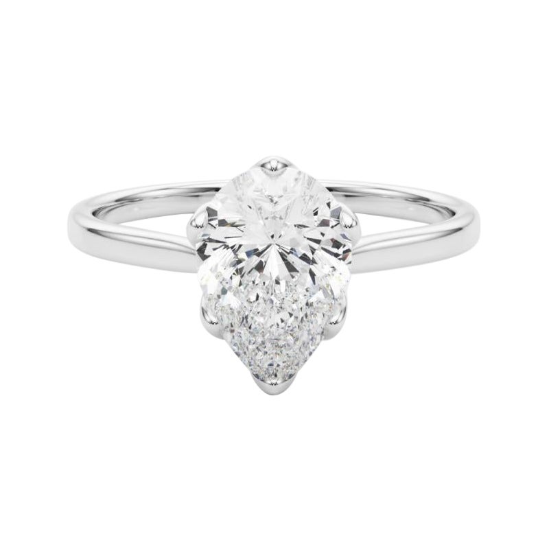 Anillo de Diamantes Tulipán Catedral Solitario Pera Certificado GIA de 1,31 Quilates