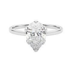 GIA Certified 1,31 Carat Pear Solitaire Cathedral Tulip Diamond Ring