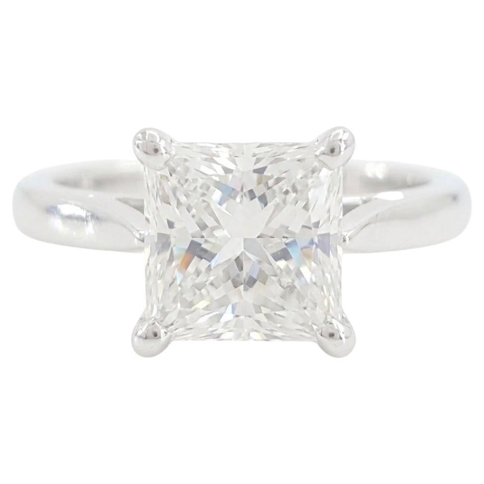 Anello di fidanzamento solitario di diamanti con taglio principessa D VS2 certificato GIA da 1,31 carati