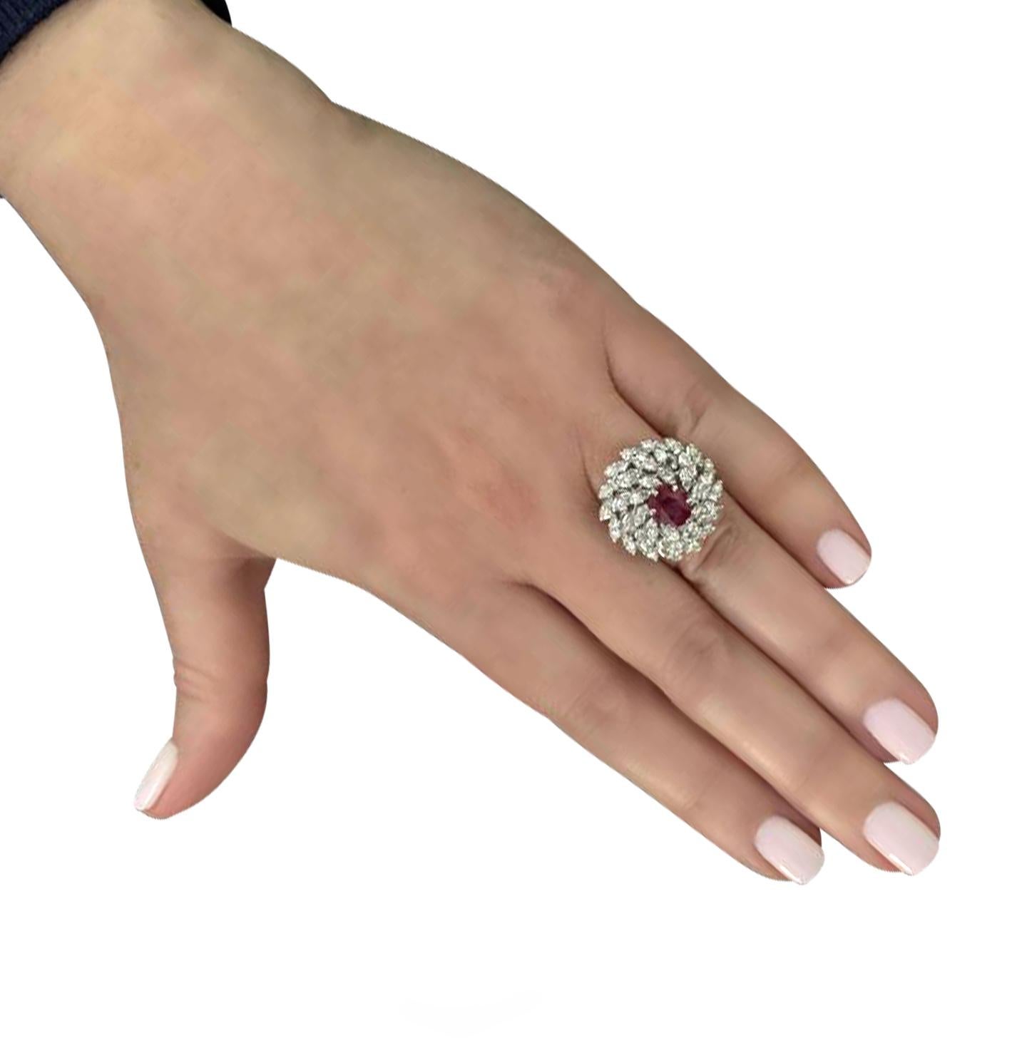 Oval Cut GIA Certified 1.31 Carat Ruby Cocktail Ring