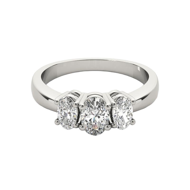 GIA Certified 1.31 Carat Three-Stone Oval  Bague en diamant