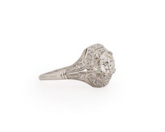 GIA Certified 1.31 Carat Total Weight Art Deco Diamond Platinum Engagement Ring
