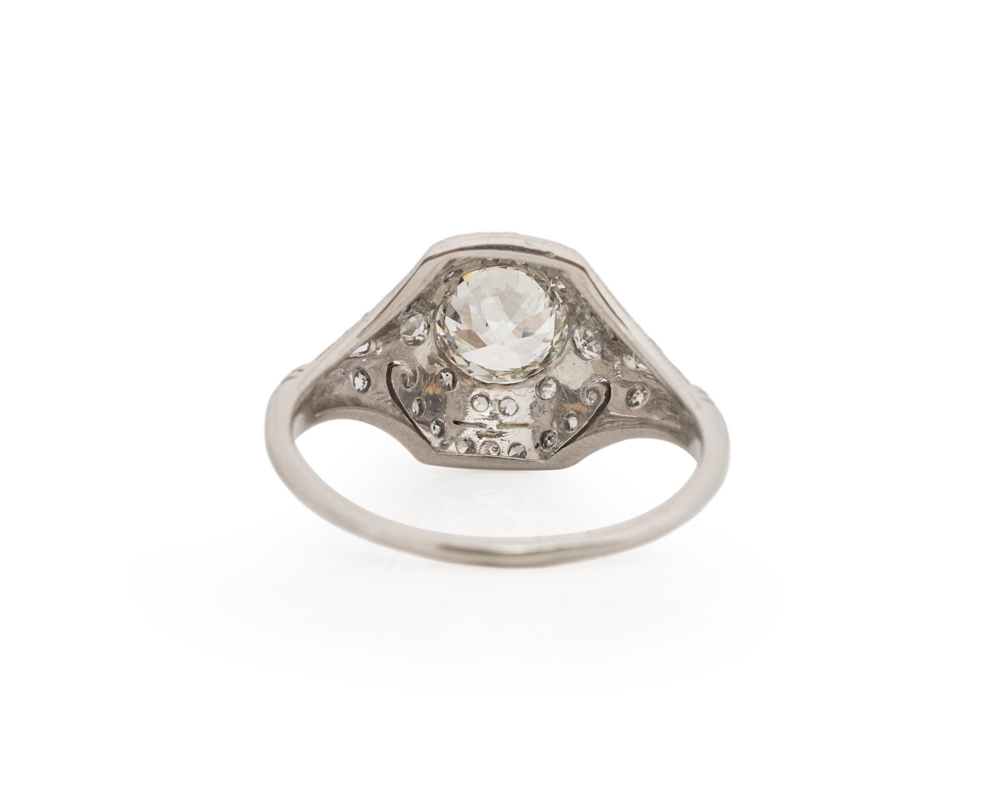GIA-zertifizierter Platin-Verlobungsring mit 1.31 Karat Diamant im Art déco-Stil im Zustand „Gut“ im Angebot in Atlanta, GA