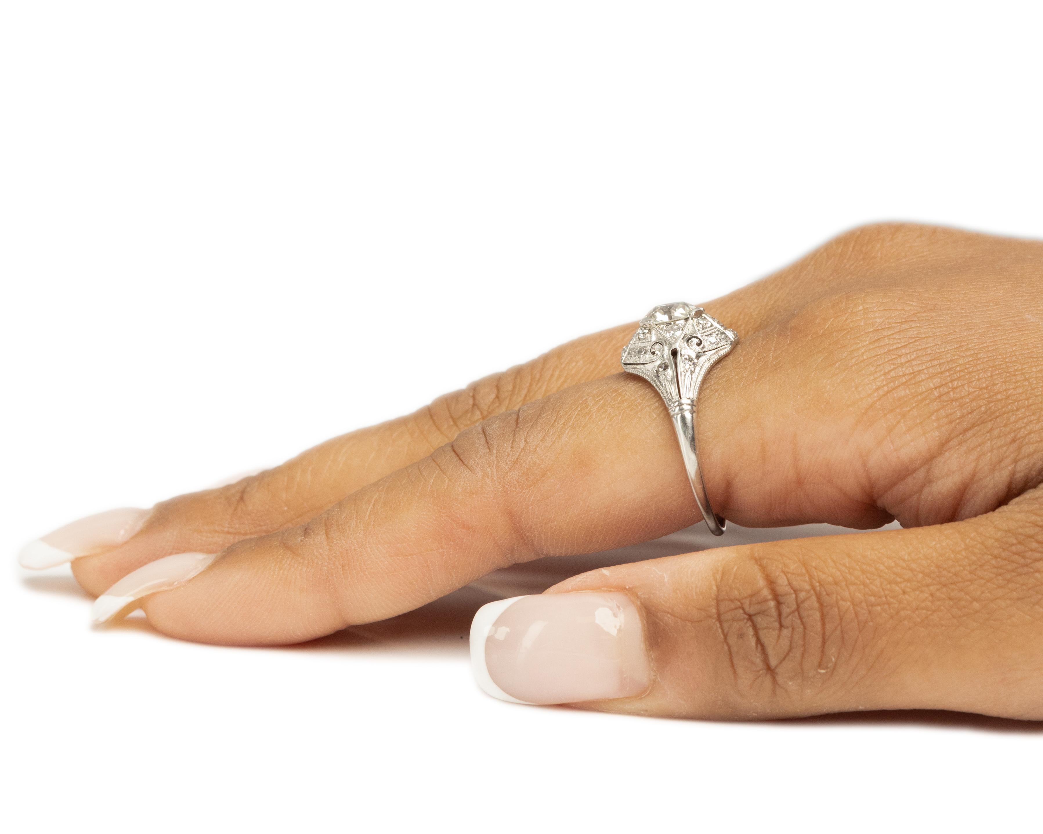 Bague de fiançailles Art déco en platine avec diamants de 1.31 carat de poids total certifiés par le GIA en vente 1