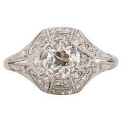 GIA Certified 1.31 Carat Total Weight Art Deco Diamond Platinum Engagement Ring