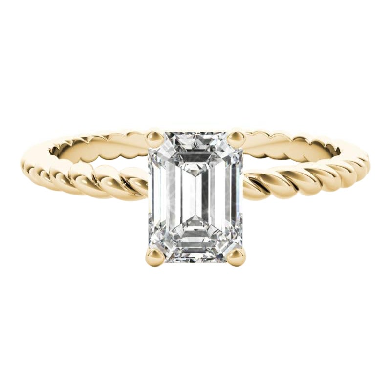 GIA Certified 1.31 Carat Twisted Band Emerald Solitaire Diamond Ring