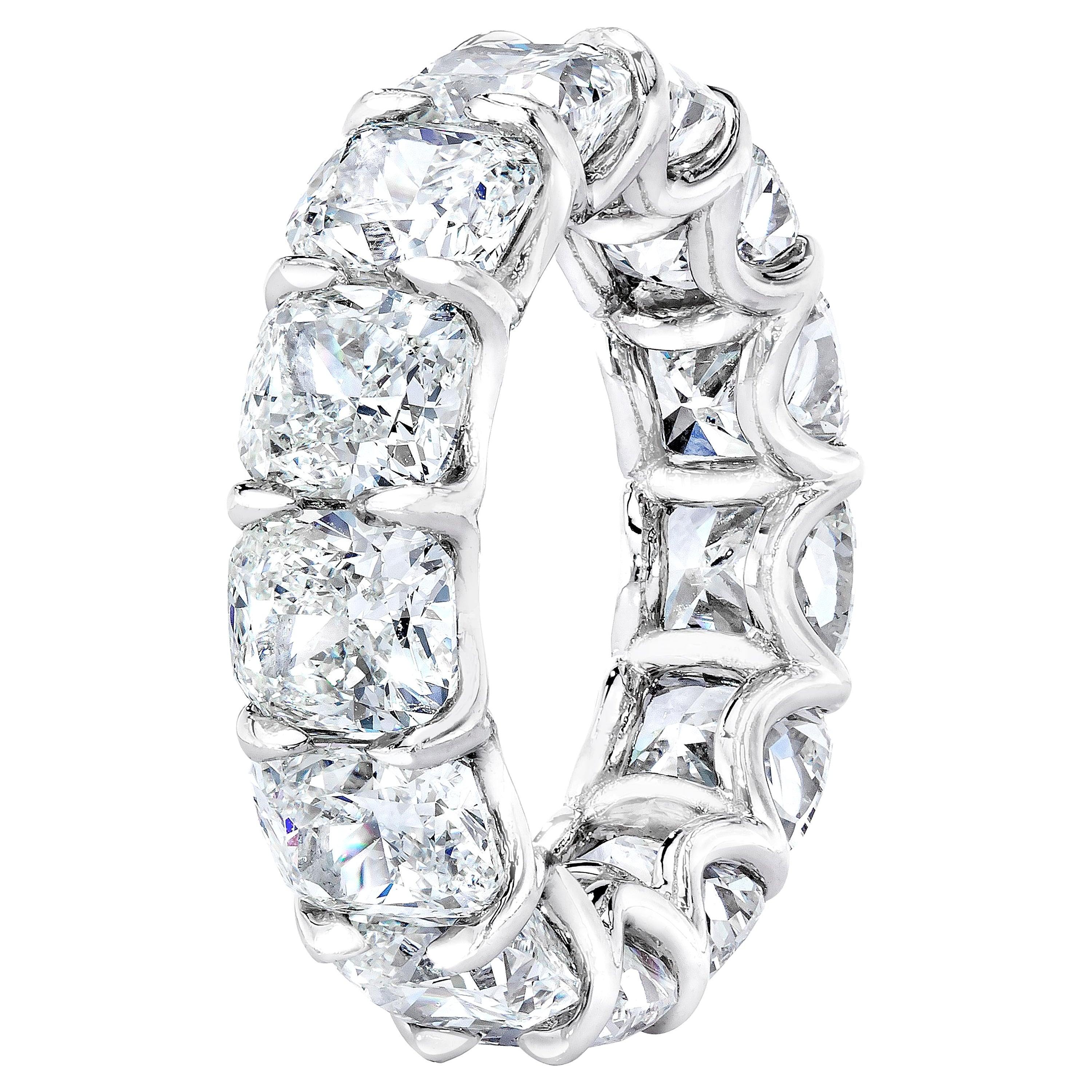 Bague d'éternité avec diamants taille coussin de 13,10 carats (1ct chacun) certifiés GIA en vente
