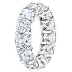 Bague d'éternité avec diamants taille coussin de 13,10 carats (1ct chacun) certifiés GIA