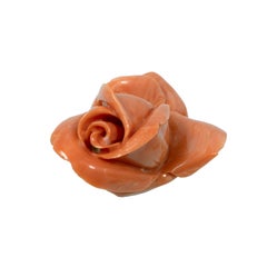 GIA Certified 131.22 Carat Rose Shaped Hand Carved Natural Coral Ornament