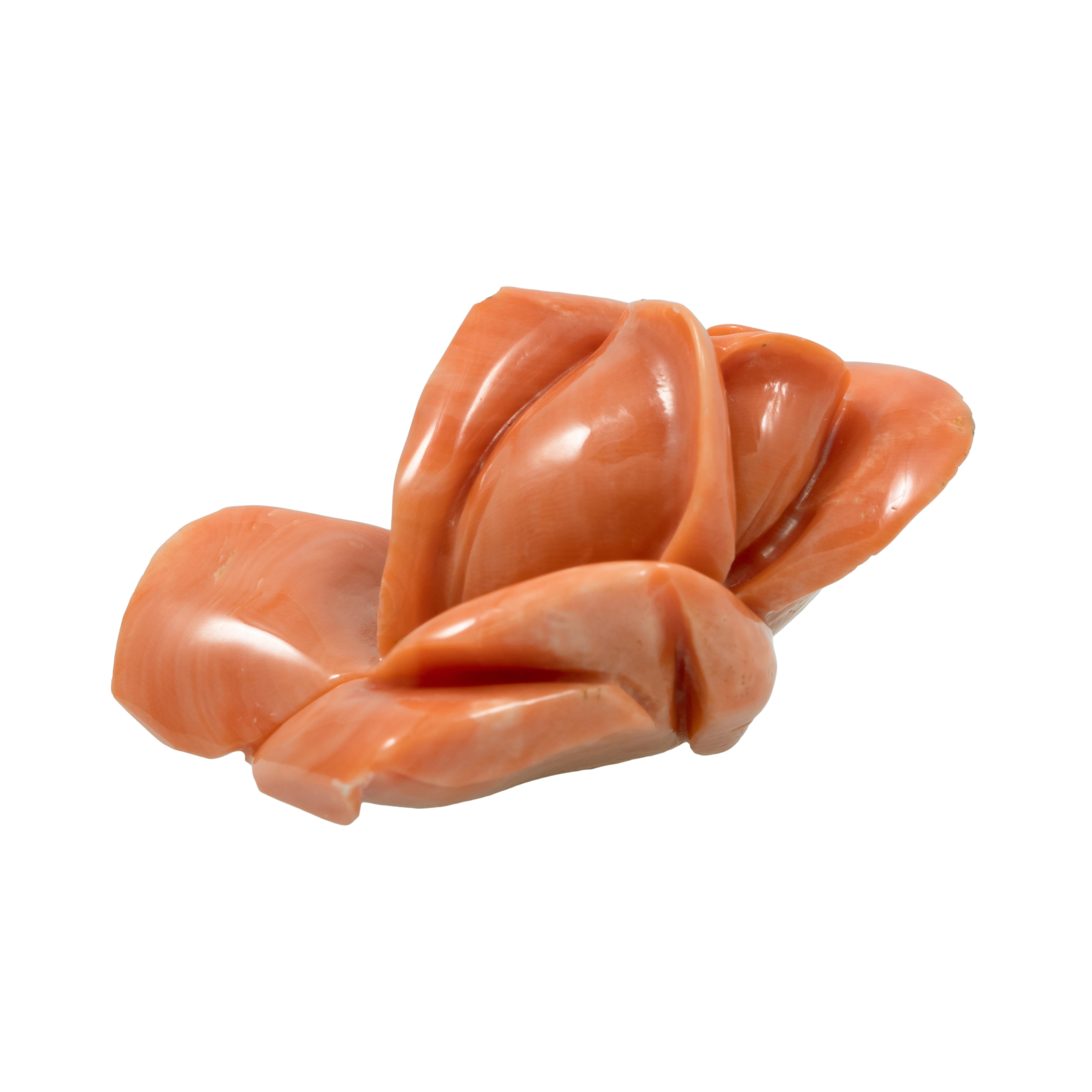 GIA zertifiziert 131,22 Karat Rose geformt Hand geschnitzt natürlichen Korallen Ornament im Angebot 1
