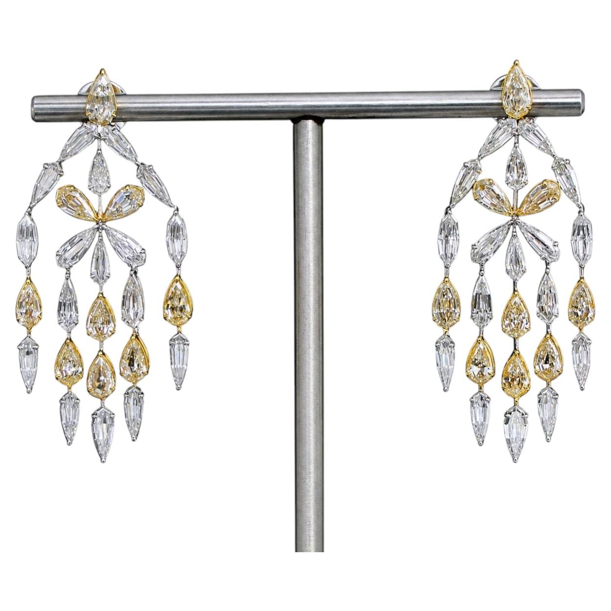 GIA Certified 13.137 carat Yellow White Diamond Earrings