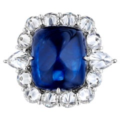 Anello con zaffiro e diamante Sugarloaf certificato GIA da 13,15 carati