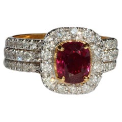 GIA Certified 1.31Carat Burma No Heat Ruby Ring