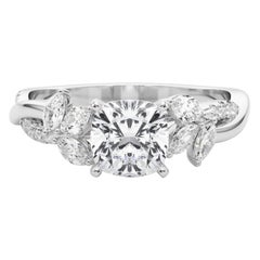 Bague en diamant certifié GIA de 1.31 ct coussin entrelacé Garden Flower Vine