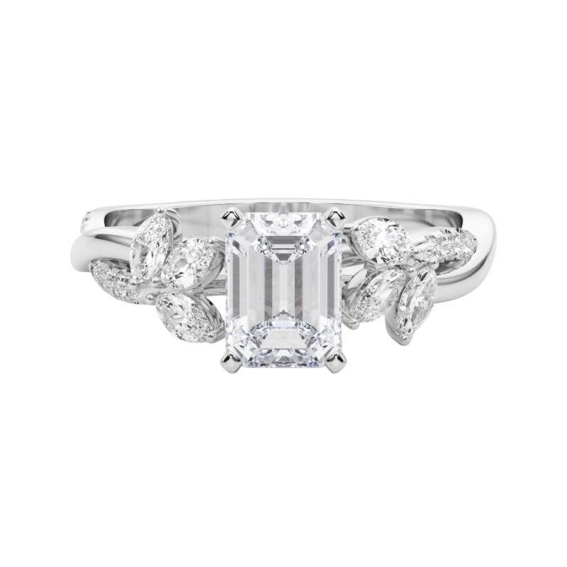 GIA zertifiziert 1.31ct Smaragd entwined Garten Blume Rebe Diamant-Ring